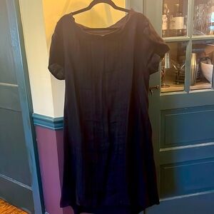 Flax large black linen dress